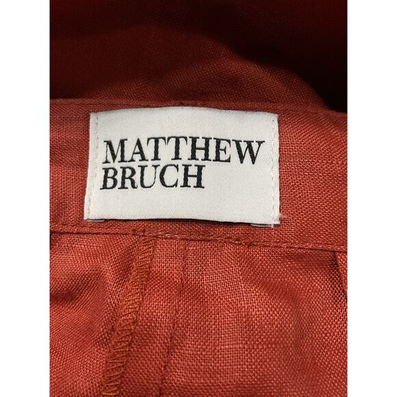 Matthew Bruch 'Pleated' Brown Linen Trouser Size  XS - Picture 4 of 5